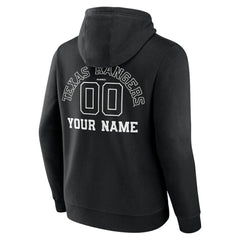 Texas Rangers Monochrome Personalized Name & Number Pullover Hoodie - Black Hoodies