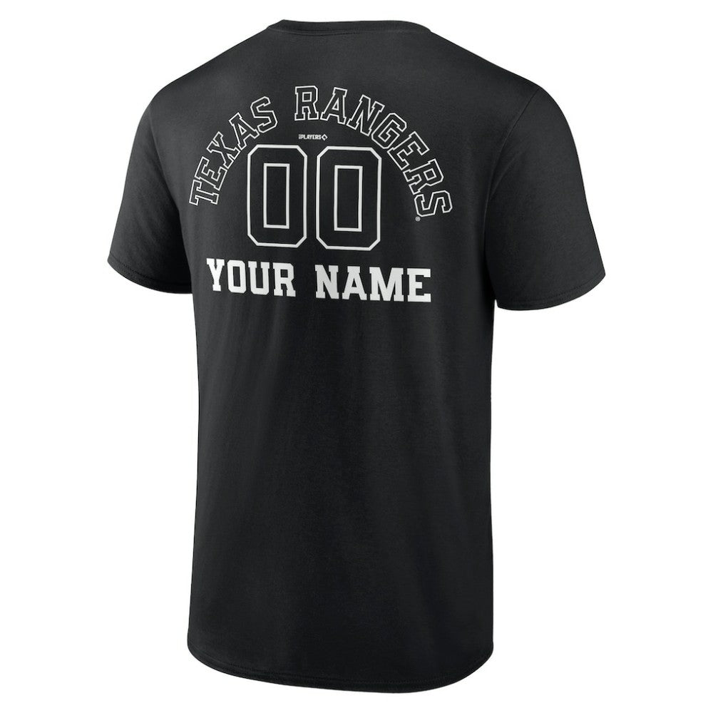 Texas Rangers Monochrome Personalized Name & Number T-Shirt - Black T-shirts
