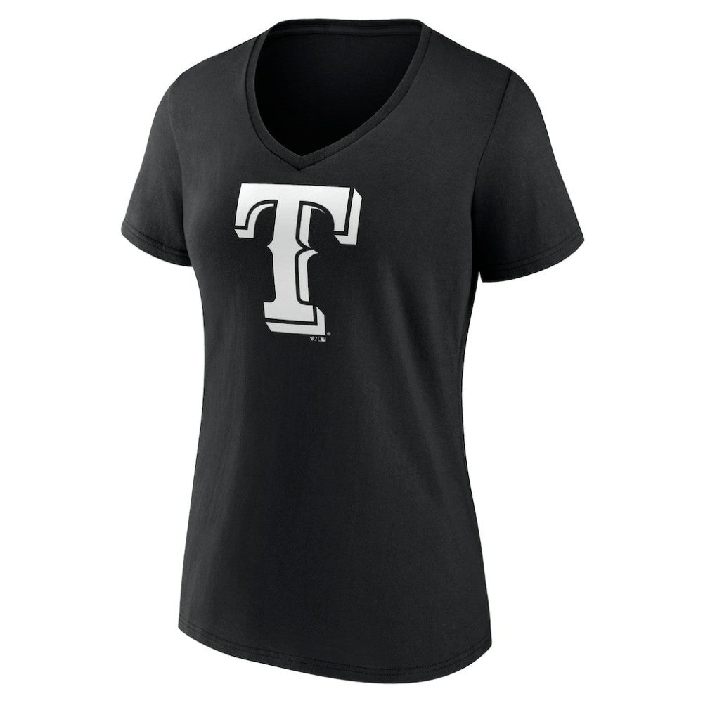 Texas Rangers Women's Monochrome Personalized Name & Number V-Neck T-Shirt - Black T-shirts