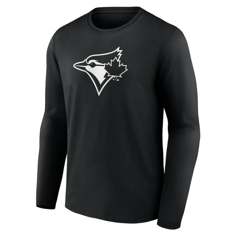 Toronto Blue Jays Monochrome Personalized Name & Number Long Sleeve T-Shirt - Black T-shirts