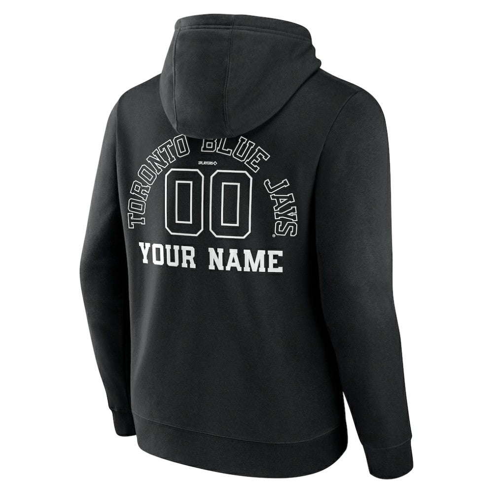 Toronto Blue Jays Monochrome Personalized Name & Number Pullover Hoodie - Black Hoodies