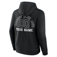 Toronto Blue Jays Monochrome Personalized Name & Number Pullover Hoodie - Black Hoodies