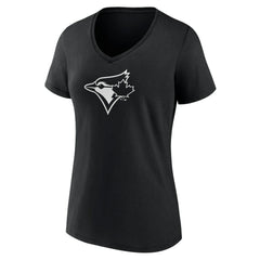 Toronto Blue Jays Women's Monochrome Personalized Name & Number V-Neck T-Shirt - Black T-shirts