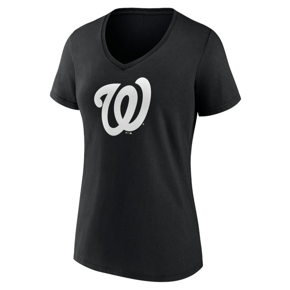 Washington Nationals Women's Monochrome Personalized Name & Number V-Neck T-Shirt - Black T-shirts