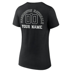 Washington Nationals Women's Monochrome Personalized Name & Number V-Neck T-Shirt - Black T-shirts