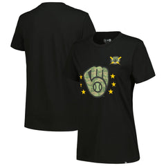 Milwaukee Brewers New Era Women's Armed Forces Day T-Shirt - Black T-shirts