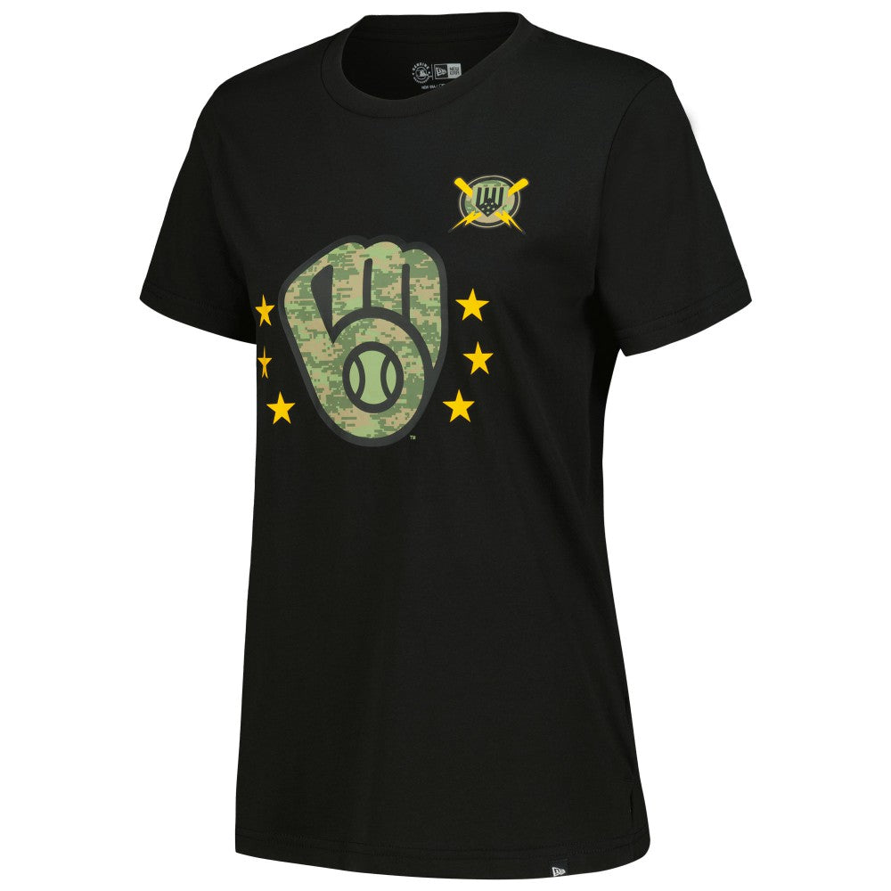 Milwaukee Brewers New Era Women's Armed Forces Day T-Shirt - Black T-shirts