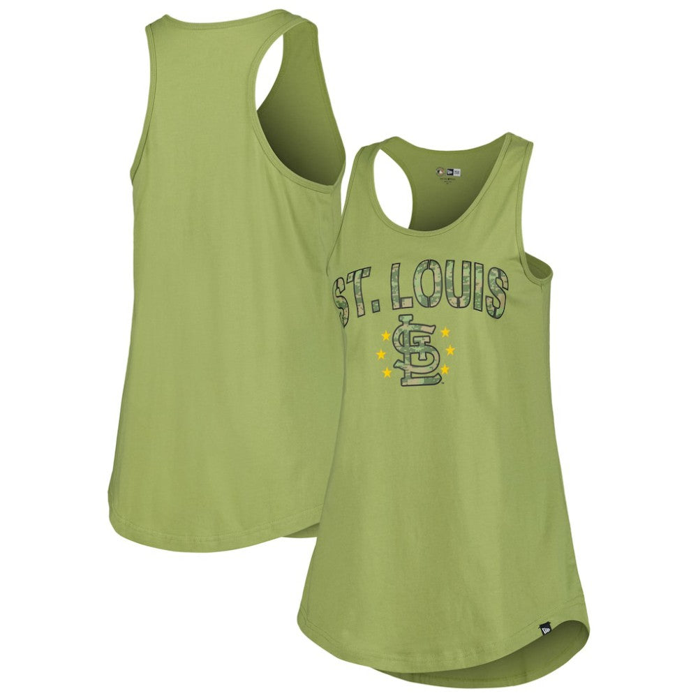 St. Louis Cardinals New Era Women's Armed Forces Day Tank Top - Olive Tanks