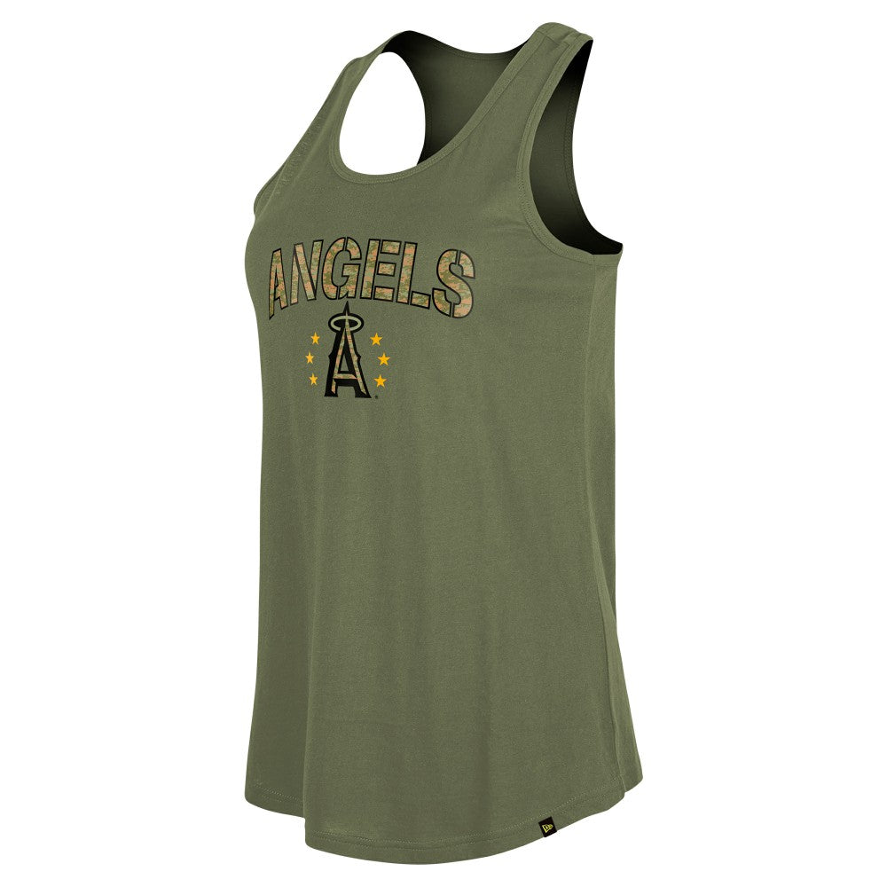 Los Angeles Angels New Era Women's Armed Forces Day Tank Top - Olive Tanks