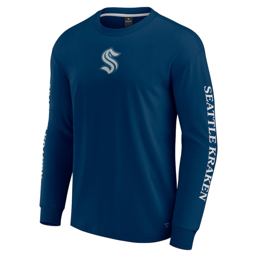 NHL Seattle Kraken Fanatics Elements Strive Long Sleeve T-Shirt - Navy