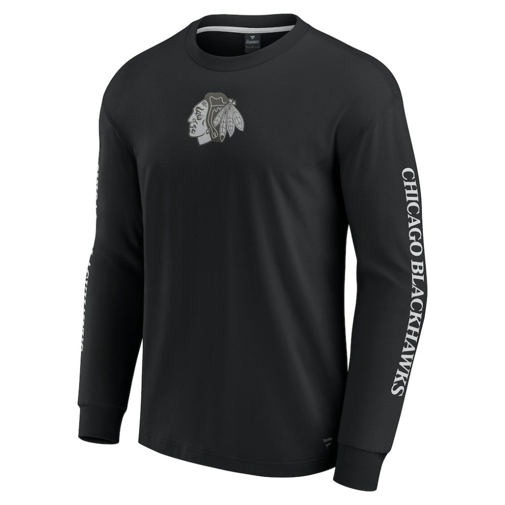 NHL Chicago Blackhawks Fanatics Elements Strive Long Sleeve T-Shirt - Black