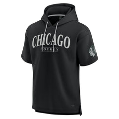 NHL Chicago Blackhawks Fanatics Elements Ready Short Sleeve Pullover Hoodie - Black