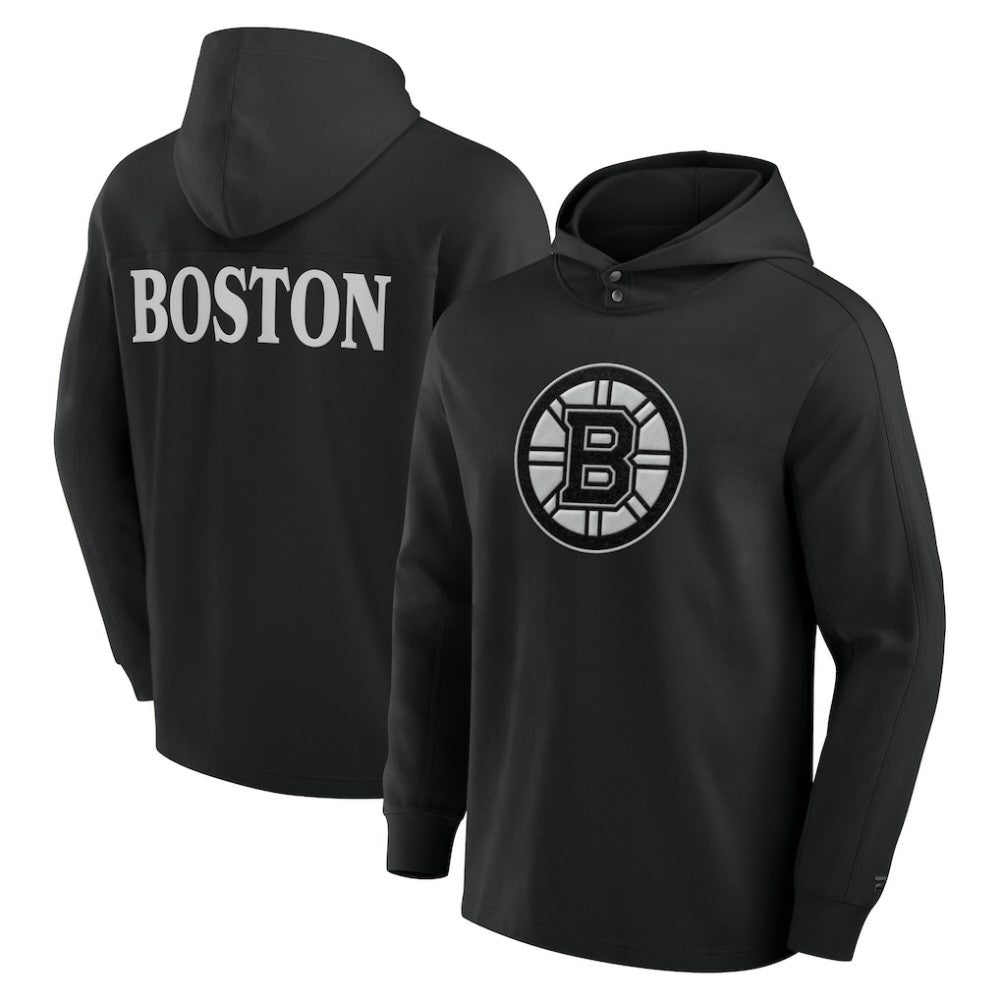 NHL Boston Bruins Fanatics Elements Blaze Tri-Blend Long Sleeve Hoodie T-Shirt - Black