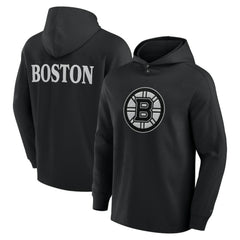 NHL Boston Bruins Fanatics Elements Blaze Tri-Blend Long Sleeve Hoodie T-Shirt - Black