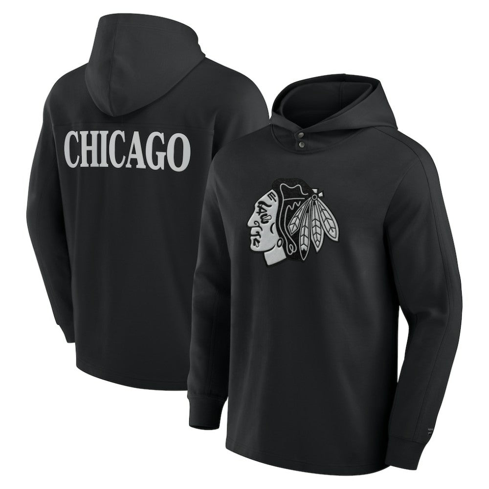 NHL Chicago Blackhawks Fanatics Elements Blaze Tri-Blend Long Sleeve Hoodie T-Shirt - Black