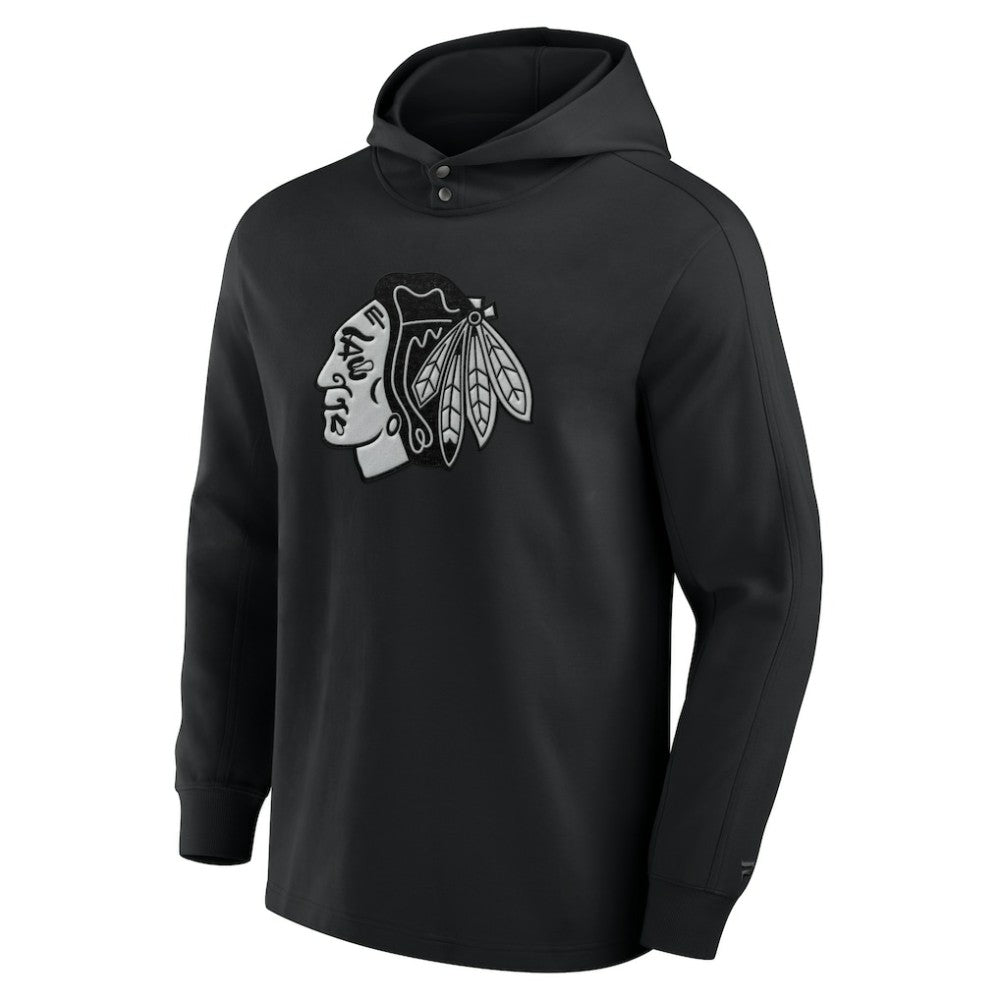 NHL Chicago Blackhawks Fanatics Elements Blaze Tri-Blend Long Sleeve Hoodie T-Shirt - Black