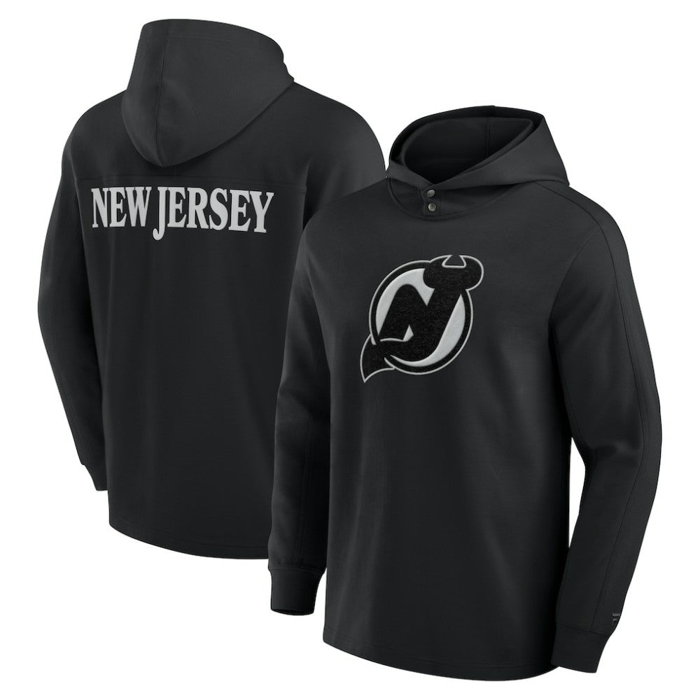 NHL New Jersey Devils Fanatics Elements Blaze Tri-Blend Long Sleeve Hoodie T-Shirt - Black