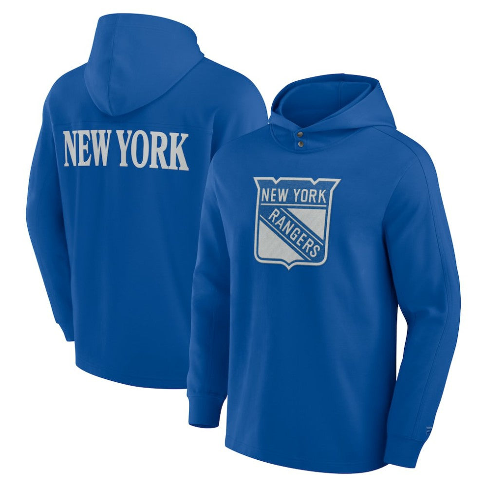 NHL New York Rangers Fanatics Elements Blaze Tri-Blend Long Sleeve Hoodie T-Shirt - Blue