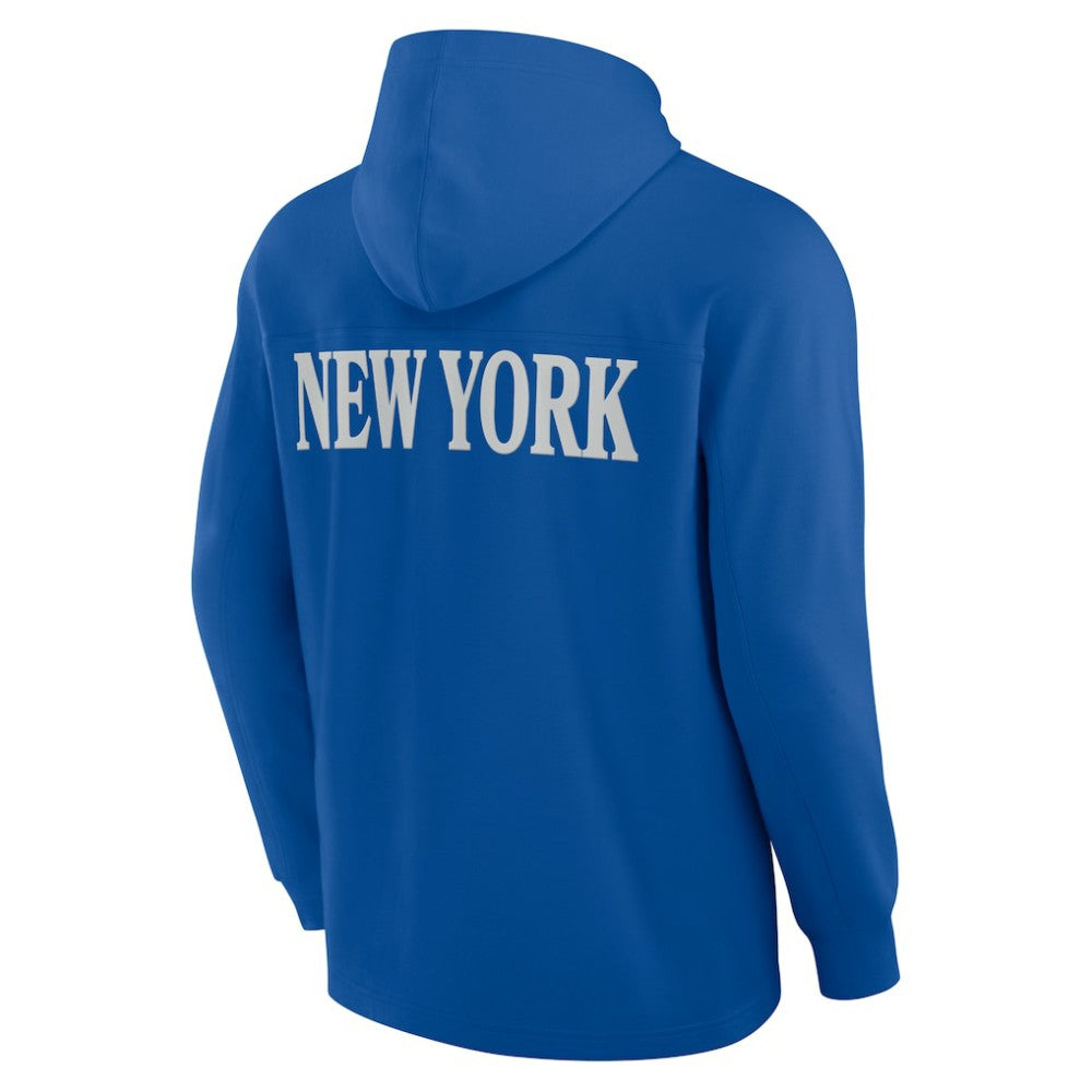 NHL New York Rangers Fanatics Elements Blaze Tri-Blend Long Sleeve Hoodie T-Shirt - Blue