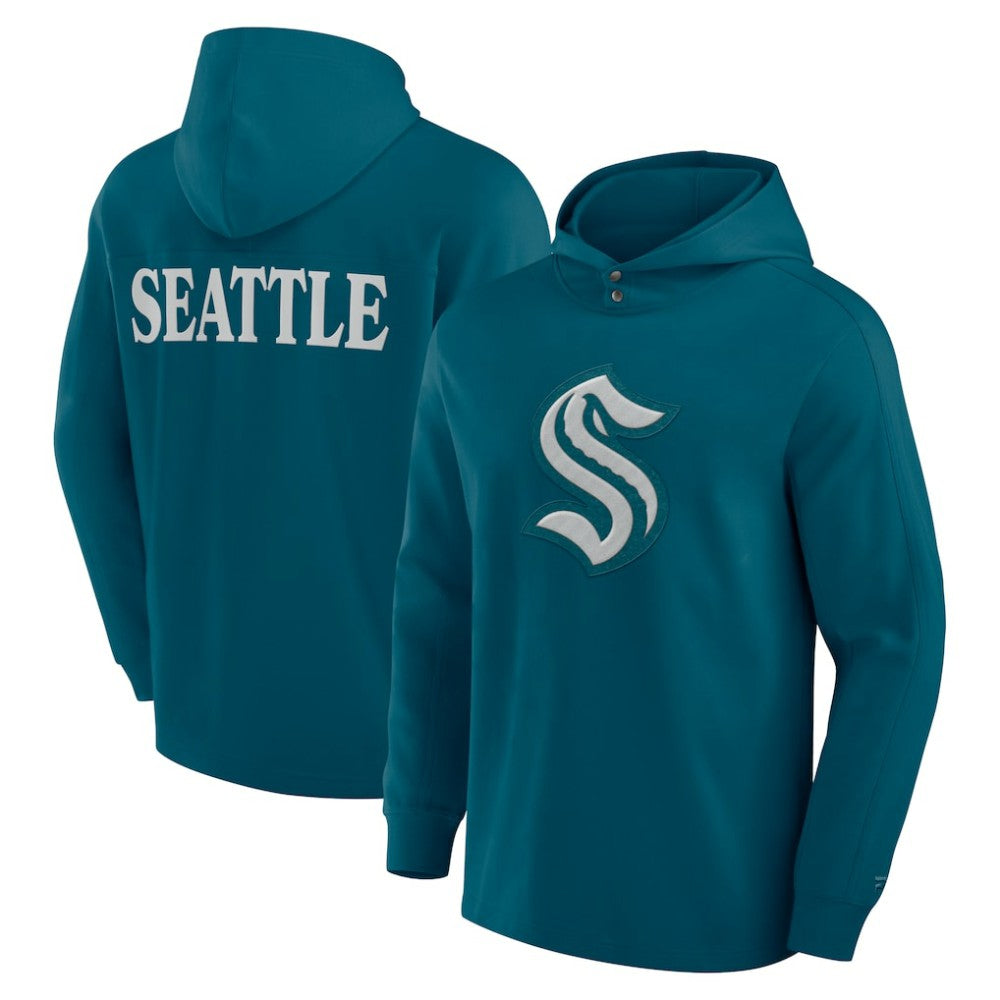 NHL Seattle Kraken Fanatics Elements Blaze Tri-Blend Long Sleeve Hoodie T-Shirt - Teal