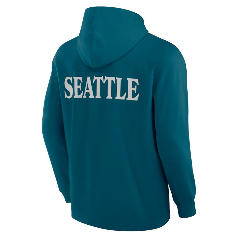 NHL Seattle Kraken Fanatics Elements Blaze Tri-Blend Long Sleeve Hoodie T-Shirt - Teal