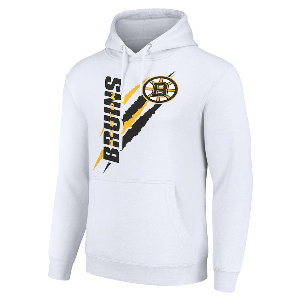 NHL Boston Bruins Starter Color Scratch Fleece Pullover Hoodie - White