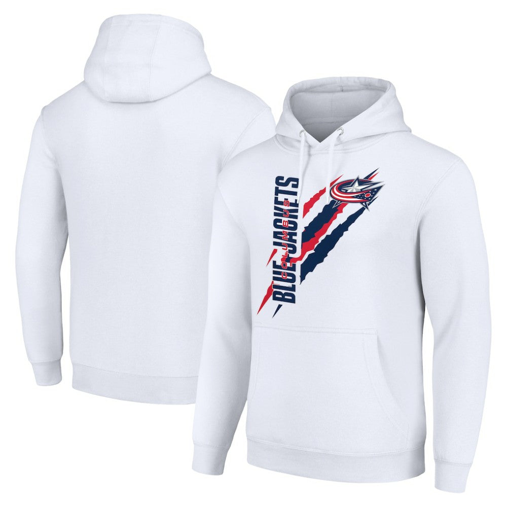 NHL Columbus Blue Jackets Starter Color Scratch Fleece Pullover Hoodie - White