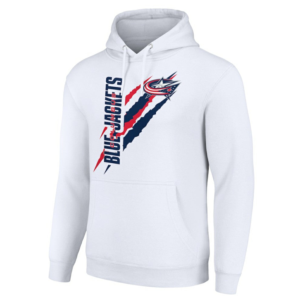 NHL Columbus Blue Jackets Starter Color Scratch Fleece Pullover Hoodie - White