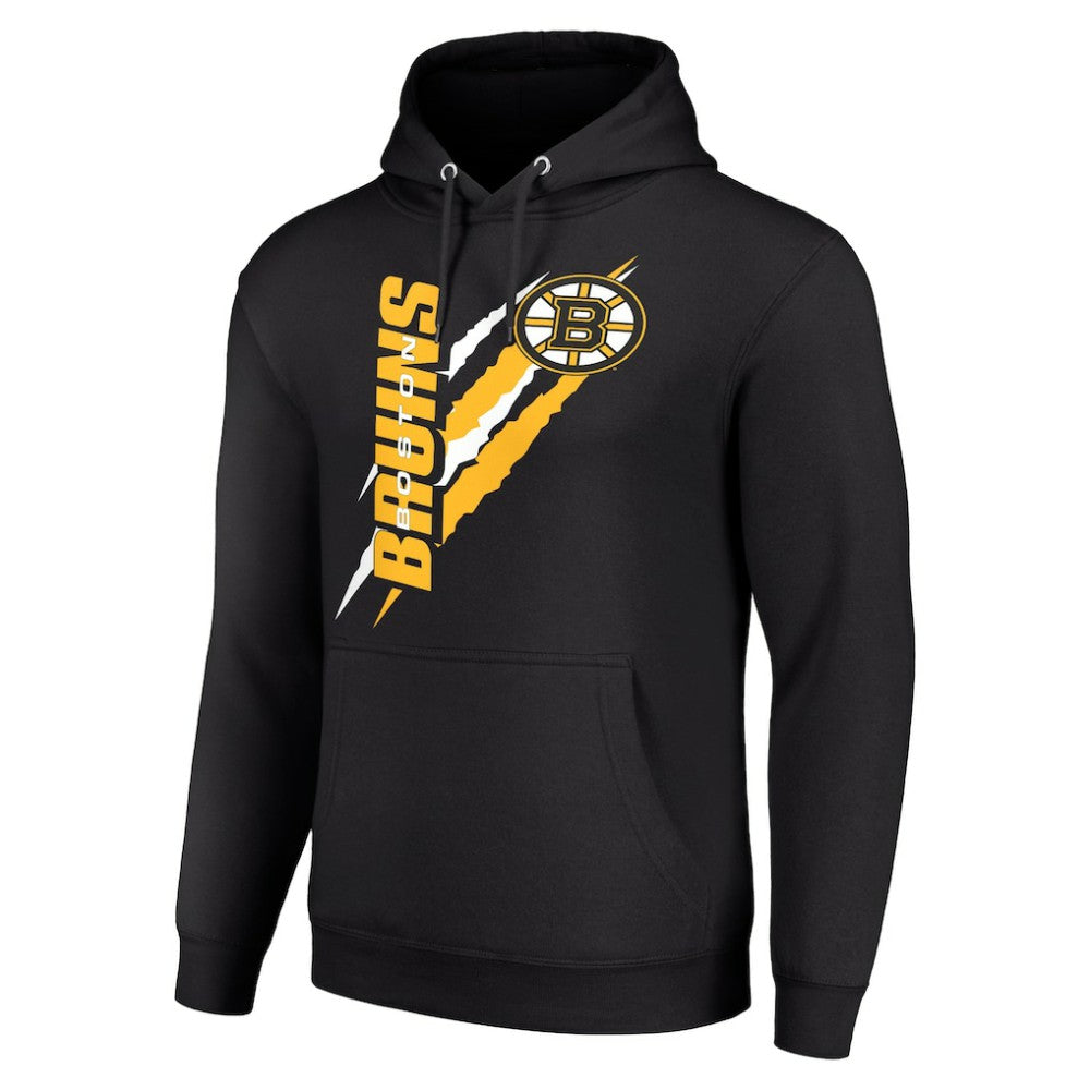 NHL Boston Bruins Starter Color Scratch Fleece Pullover Hoodie - Black