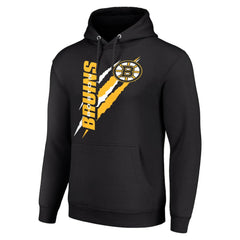 NHL Boston Bruins Starter Color Scratch Fleece Pullover Hoodie - Black