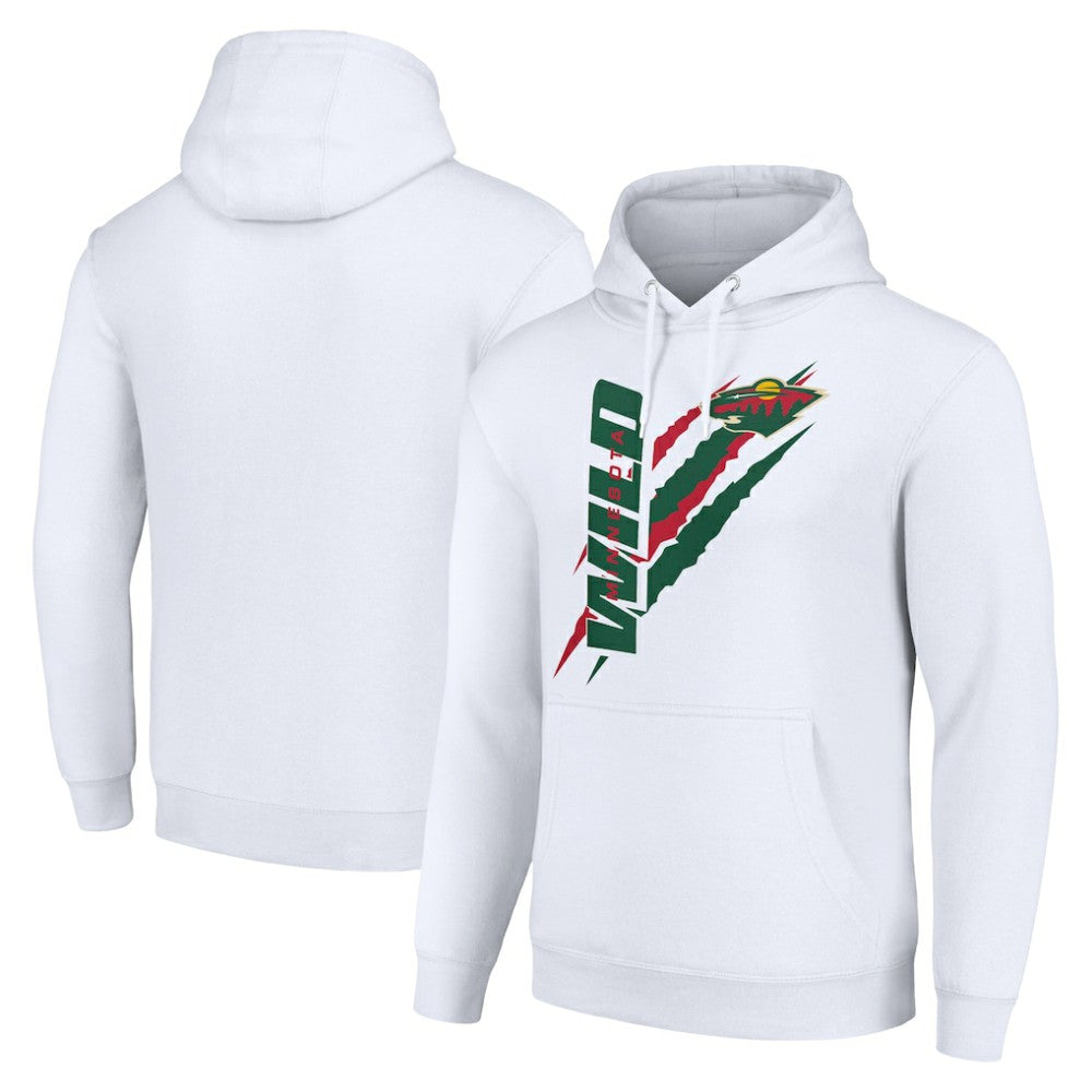 NHL Minnesota Wild Starter Color Scratch Fleece Pullover Hoodie - White