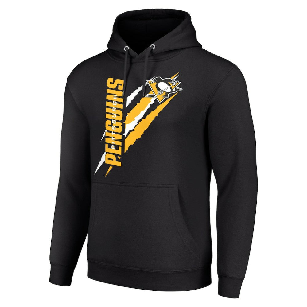 NHL Pittsburgh Penguins Starter Color Scratch Fleece Pullover Hoodie - Black
