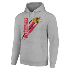 NHL Chicago Blackhawks Starter Color Scratch Fleece Pullover Hoodie - Heather Gray
