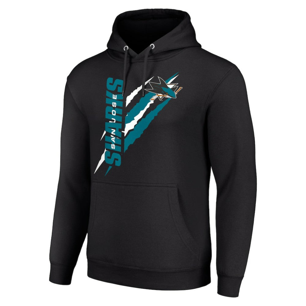 NHL San Jose Sharks Starter Color Scratch Fleece Pullover Hoodie - Black