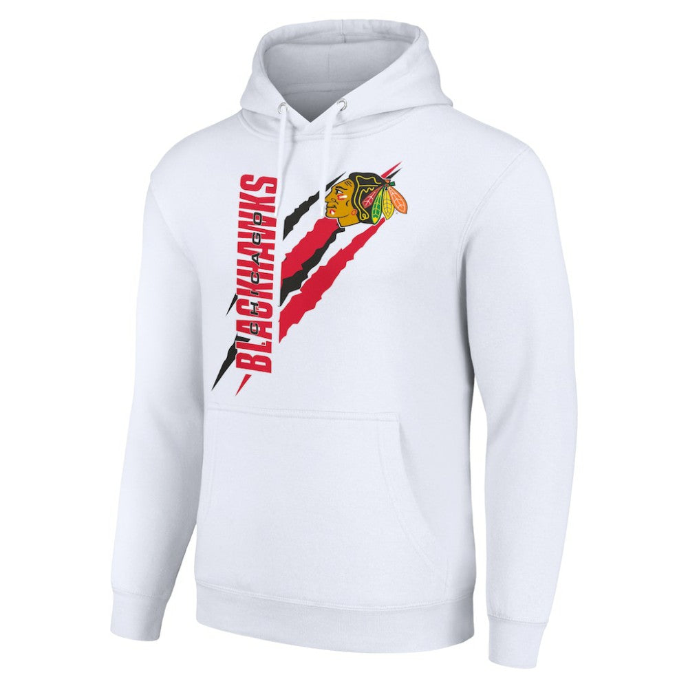 NHL Chicago Blackhawks Starter Color Scratch Fleece Pullover Hoodie - White