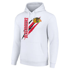 NHL Chicago Blackhawks Starter Color Scratch Fleece Pullover Hoodie - White