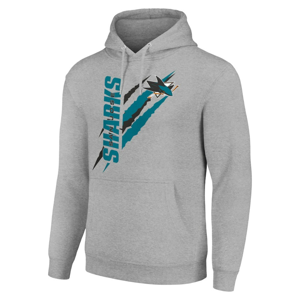 NHL San Jose Sharks Starter Color Scratch Fleece Pullover Hoodie - Heather Gray