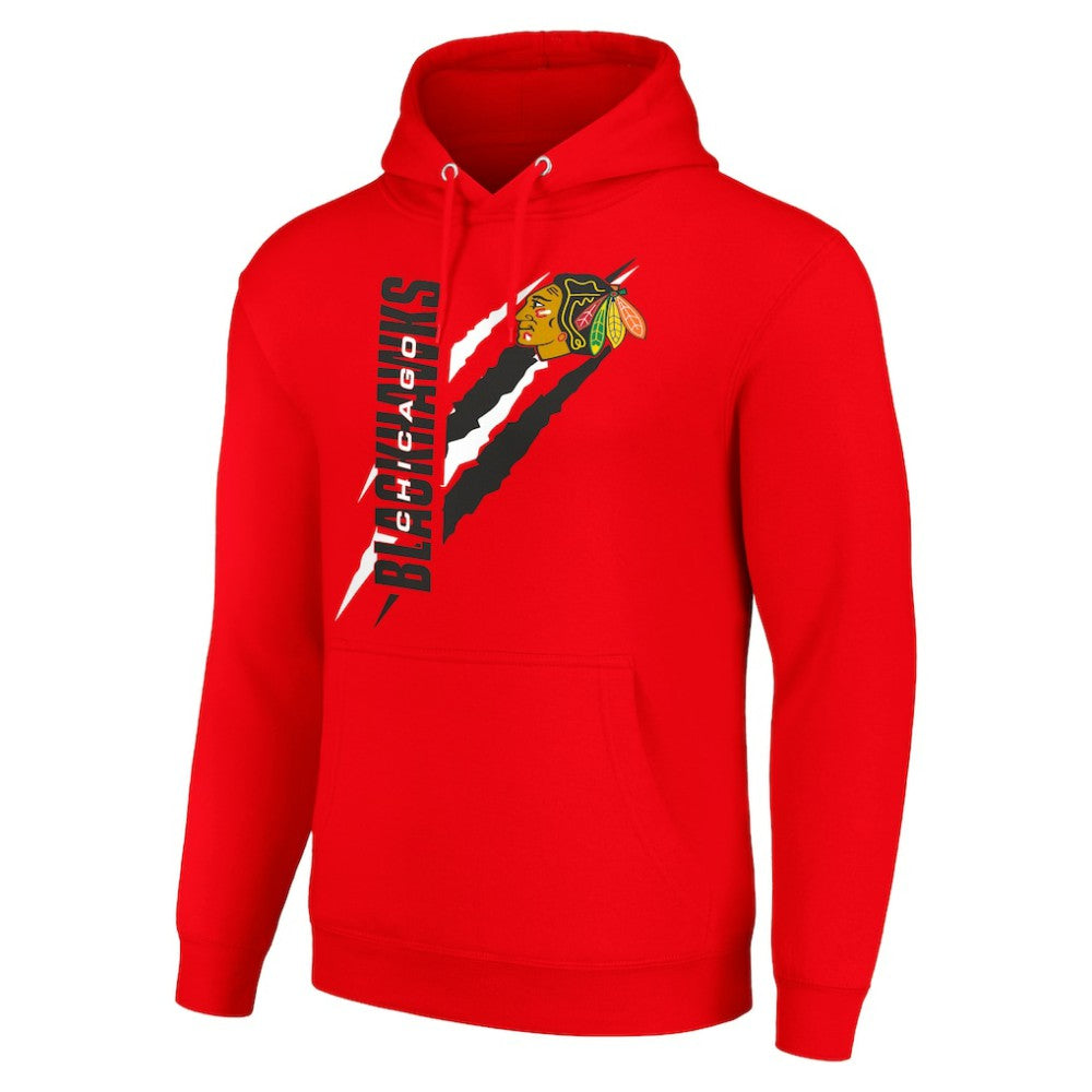 NHL Chicago Blackhawks Starter Color Scratch Fleece Pullover Hoodie - Red