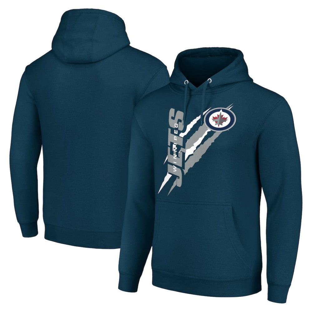 NHL Winnipeg Jets Starter Color Scratch Fleece Pullover Hoodie - Blue