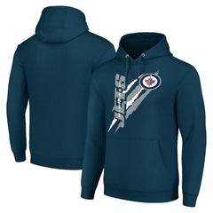 NHL Winnipeg Jets Starter Color Scratch Fleece Pullover Hoodie - Blue