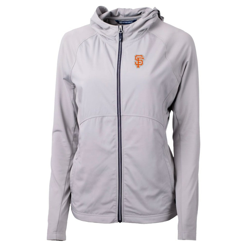 San Francisco Giants Cutter & Buck Women's City Connect Adapt Eco Knit Hybrid Recycled Full-Zip Hoodie - Gray Hoodies
