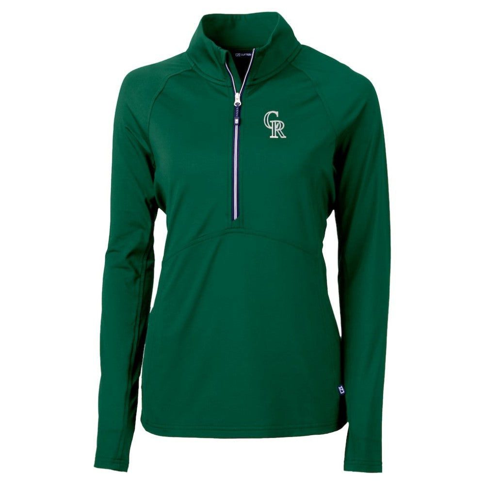 Colorado Rockies Cutter & Buck Women's City Connect Adapt Eco Knit Recycled Half-Zip Pullover Top - Hunter Green Pullover