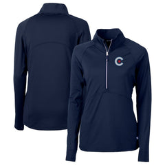 Chicago Cubs Cutter & Buck Women's City Connect Adapt Eco Knit Recycled Half-Zip Pullover Top - Navy Pullover