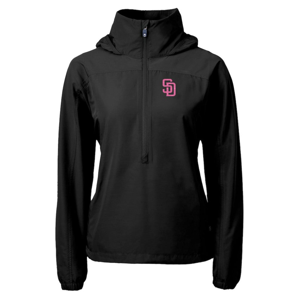 San Diego Padres Cutter & Buck Women's City Connect Charter Eco Recycled Half-Zip Anorak Jacket - Black Jackets