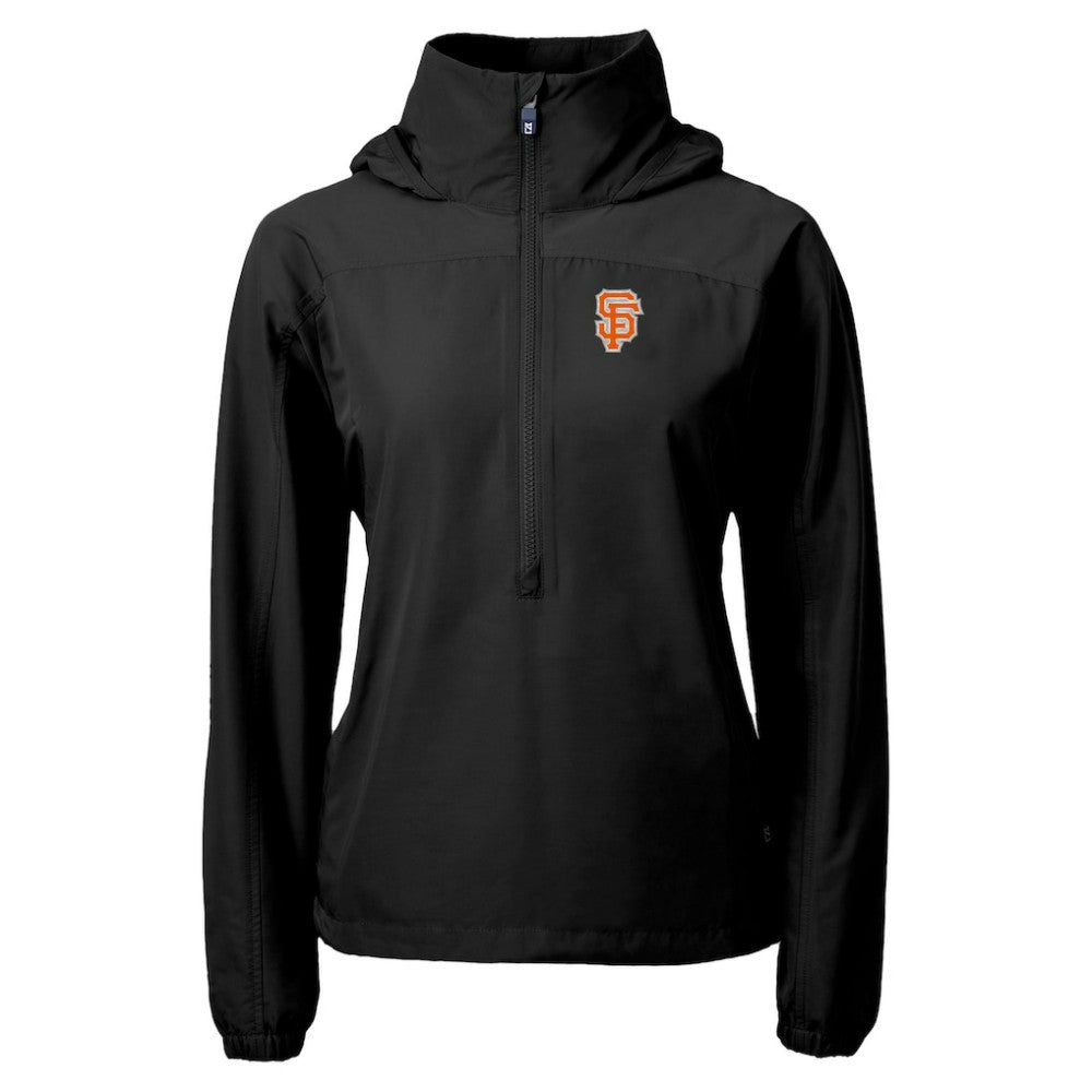 San Francisco Giants Cutter & Buck Women's City Connect Charter Eco Recycled Half-Zip Anorak Jacket - Black Jackets