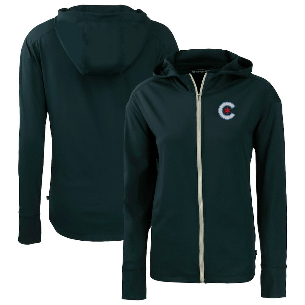 Chicago Cubs Cutter & Buck Women's City Connect Daybreak Eco Recycled Full-Zip Hoodie - Navy Hoodies