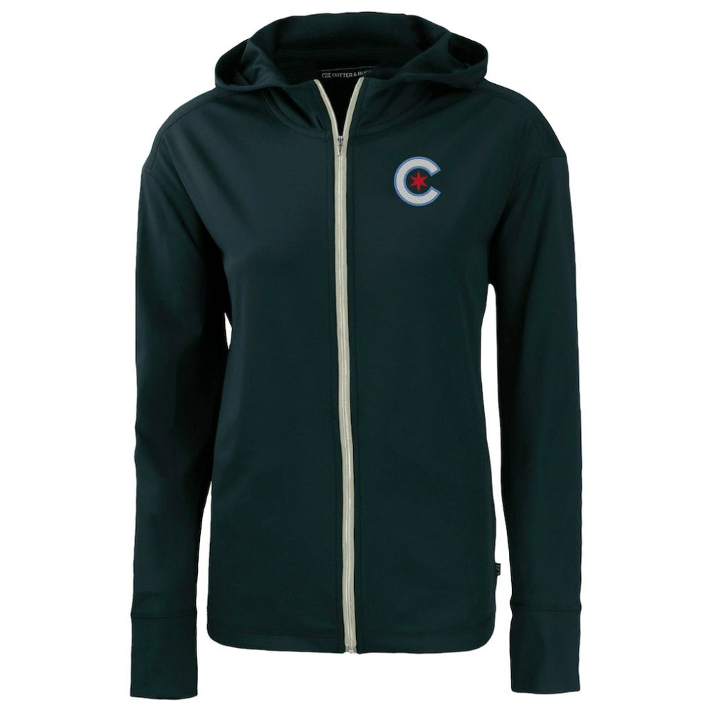 Chicago Cubs Cutter & Buck Women's City Connect Daybreak Eco Recycled Full-Zip Hoodie - Navy Hoodies