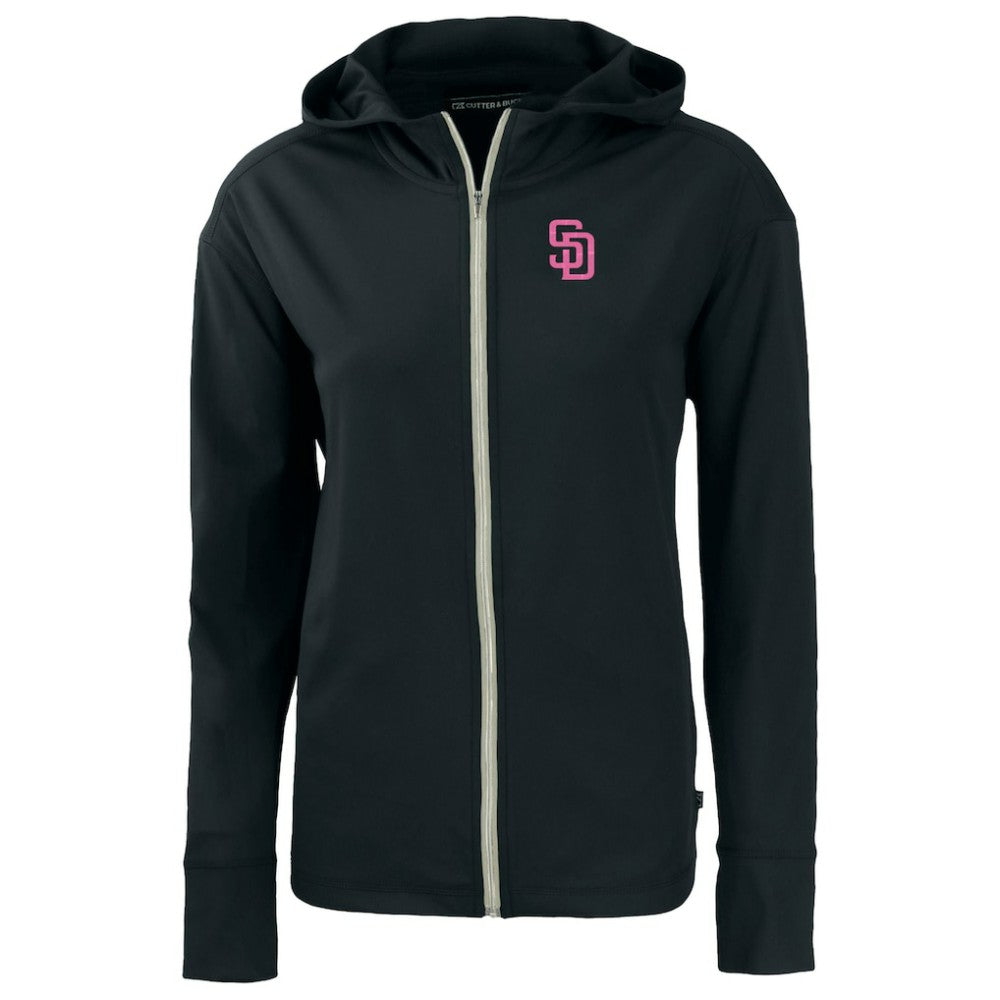 San Diego Padres Cutter & Buck Women's City Connect Daybreak Eco Recycled Full-Zip Hoodie - Black Hoodies