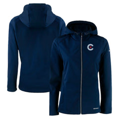 Chicago Cubs Cutter & Buck Women's City Connect Evoke Eco Softshell Recycled Full-Zip Hoodie Jacket - Navy Jackets