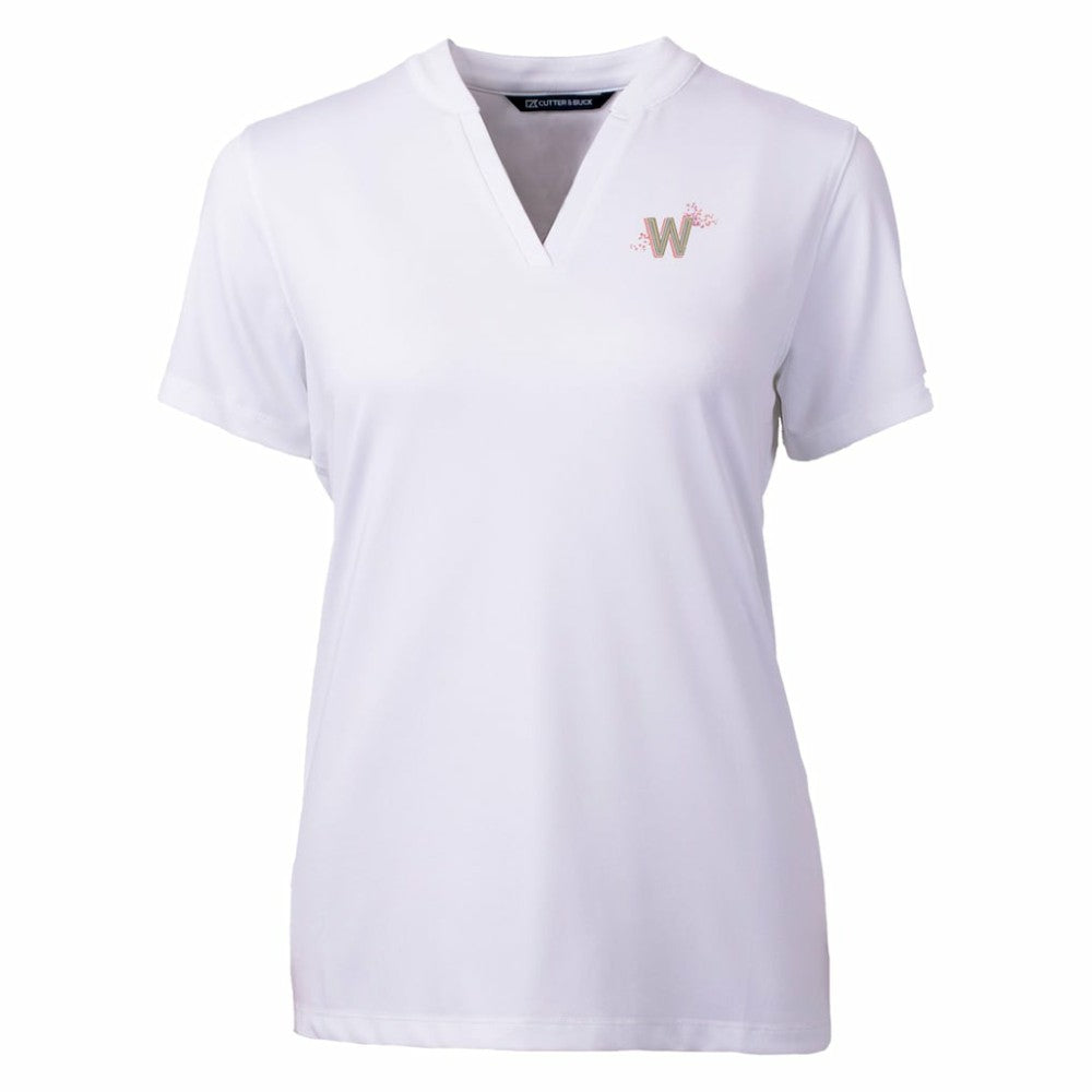 Washington Nationals Cutter & Buck Women's City Connect Forge Heathered Stretch Blade Top - White Tops